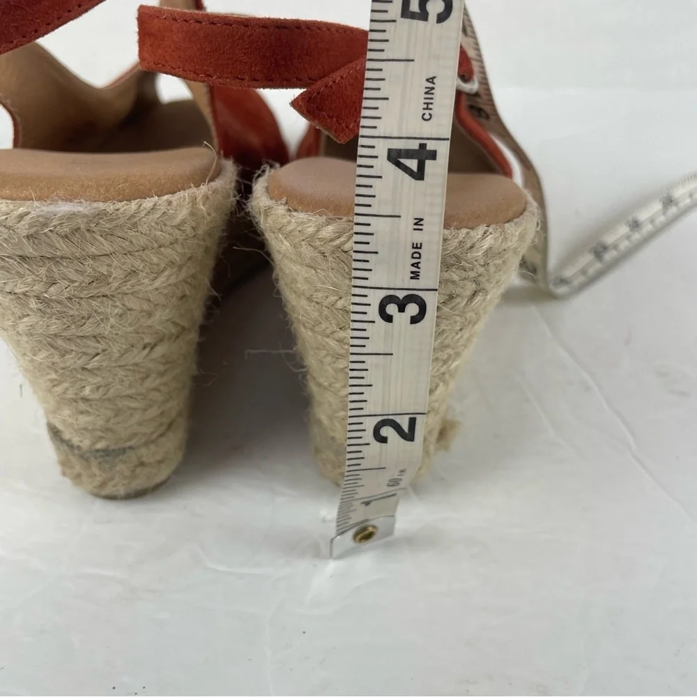 Paseart Spain Espadrilles‎ coral terracotta Suede Slingback Wedge Heel Size 38